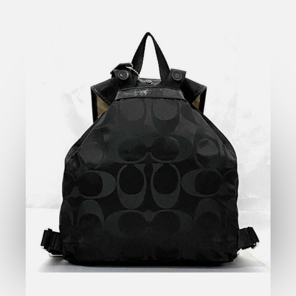 Coach Rucksack EC-22300 Black Signature F77350 Good Condition Canvas Leather - Picture 9 of 13